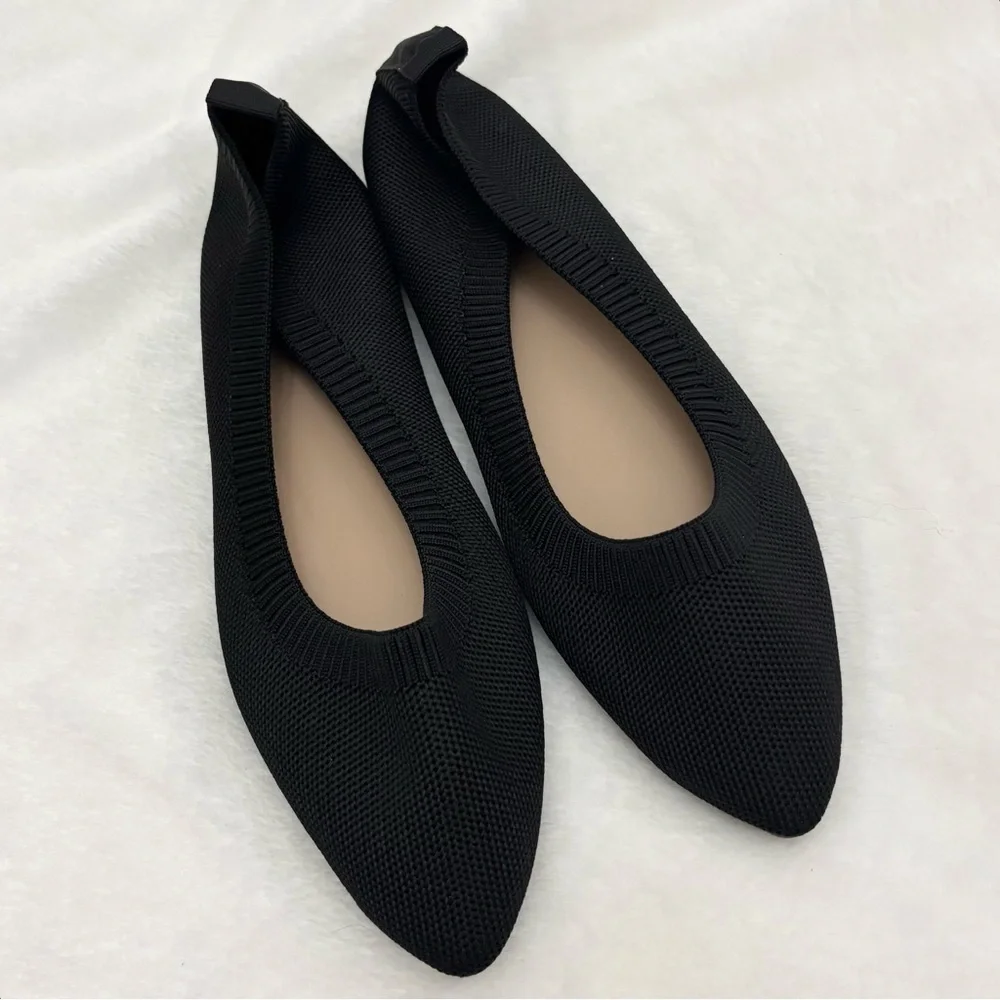 NWT Shein Black Knit Flats Women’s Size 9.5